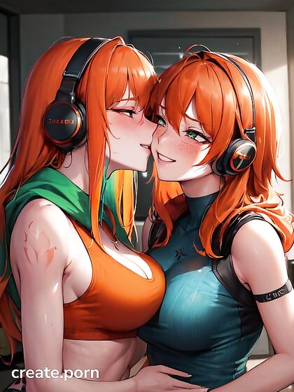Rounded Ass and Perky Breasts in Hot Girl 18+s Kissing Hentai Image