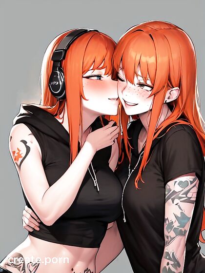 Ginger Girl 18+s with Long Legs Enjoy  Kisses in hentai AI Picture