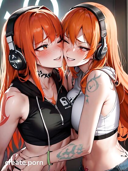 Ginger Beauty Enjoying Long-Length Picture in Steamy Hentai Duo Image