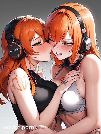 Gingerwith Headphones Teasing Her Rounded Ass in hentai Picture