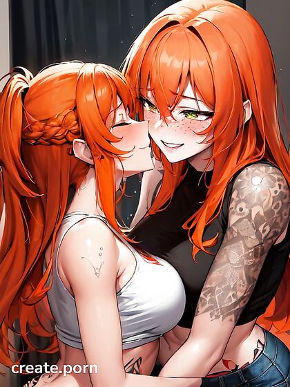 Two Fit Lovers with Green Eyes Enjoy  Hentai Pleasure Together