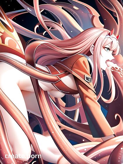 Cute Girl 18+ Enjoying Tentacle Pleasure in Seductive Side View Hentai Image