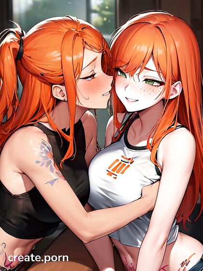 Green-Eyed Cutie With a Rounded Ass Smiles and Blushes in Naughty Hentai Picture