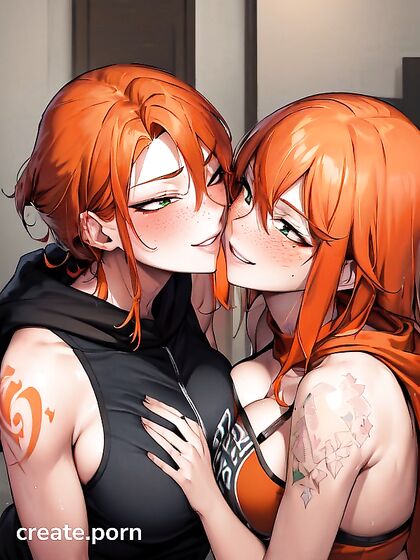 Two Blushing Smilers in Hoodies Explore Naughty Hentai Fun Together