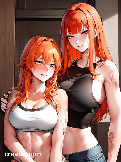 Blushing Ginger With Tattoos Teases in Mischievous Hentai Picture
