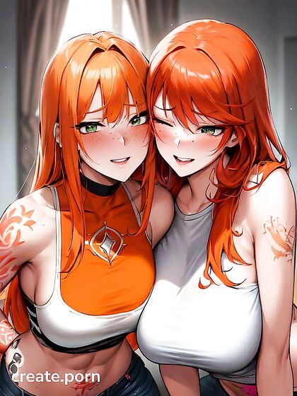 Mischievous Smiling Ginger in Steamy Straight hentai Picture