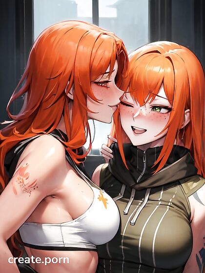 Fit Girl 18+s Exploring Passionate Kisses in  Hentai Images