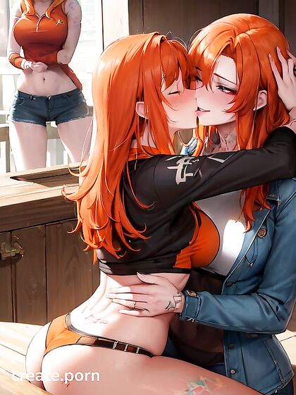 FitGirl 18+s with Green Eyes Enjoy  Kissing in Hot Hentai Picture