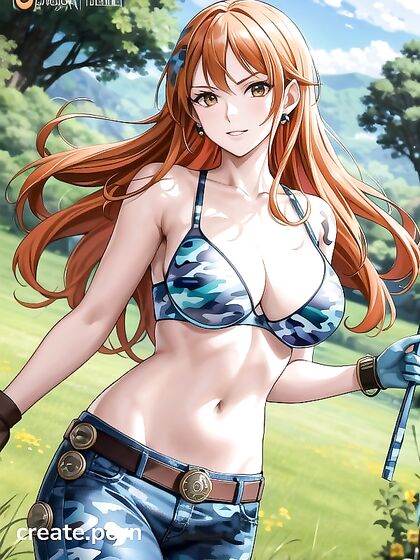 Meadow's Massive Breasts in Blue Camo Bra for Steamy Hentai Picture
