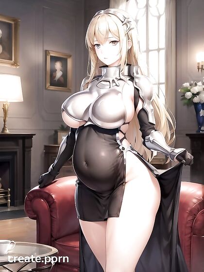 Pregnant Woman with Big Ass in Shiny Sequin Dress for Steamy Hentai Fun