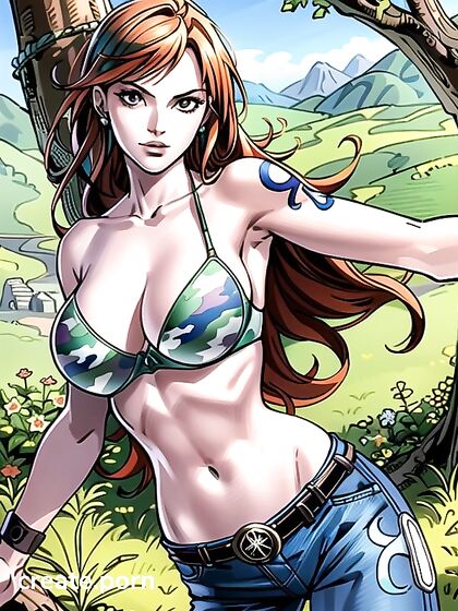 Nami from One Piece Seduces in Latex Gloves and Large Breasts Hentai Image