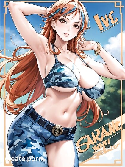 Nami from One Piece Seduces in Latex Gloves and Large Breasts Hentai Image