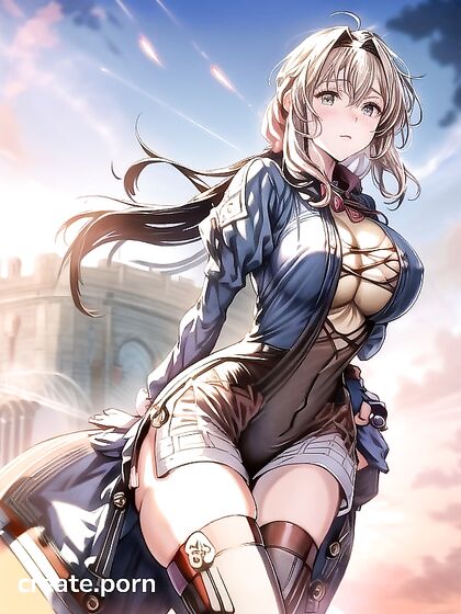 Violet Evergarden in Her Iconic Blue Dress Displays Stunning Curves in Steamy Hentai Images