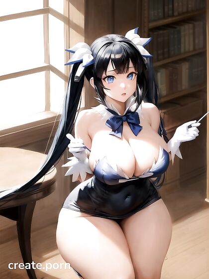 Hestia from DanMachi Shows Off Her Huge Ass in Living Room Hentai Picture