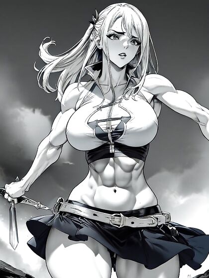 Lucy Heartfilia in Black & White Manga Seduction Amidst Hellish Backdrop Hentai