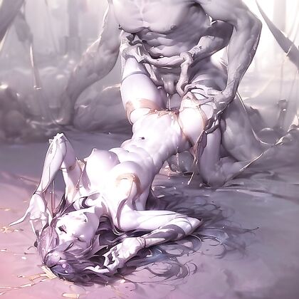 Multiple Pussy Picture in hentai with Clothing Cutouts and Missing Limb Fetish