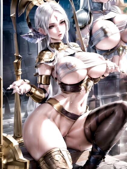 Horny Angelic Prostitute in Malice Armor Shows Off Perfect Body and Huge Tits