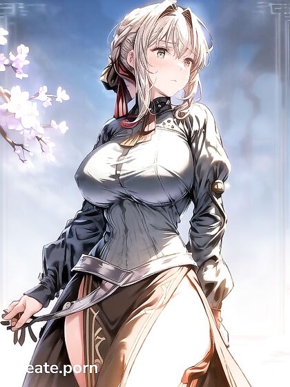 Violet Evergarden's Perfect Hourglass in Dark Blue Dress for Steamy Hentai Moments