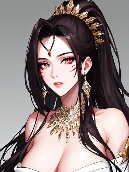 Ponytailed Beauty with Jewelry and Earrings in Seductive Hentai Picture