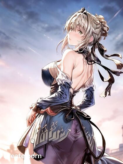 Violet Evergarden's Massive Tits in Her Iconic Blue Dress for Hot Hentai Picture