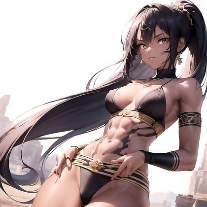 Dark-Skinned Beauty Wears Tooth Necklace in kinky Hentai Images