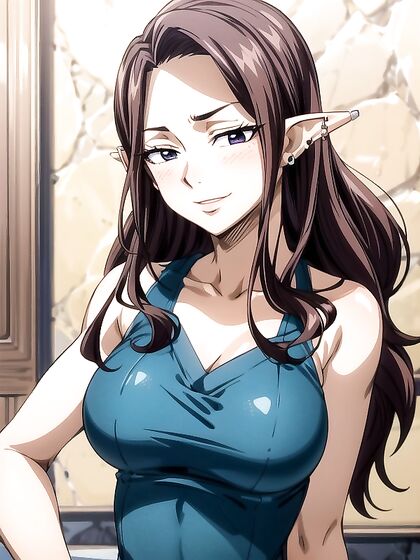 Elf With Purple Eyes and Mouth Wide Open in steamy Hentai Picture