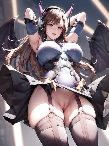 Blue-Eyed Beauty in Tailcoat Teased with Arms Raised inSTEAMY Hentai Picture