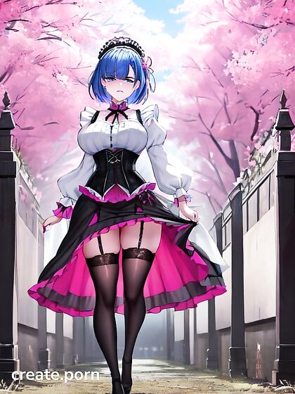 Rem from Re –Zero Disgusted but Pleasured in Sakura Garden Hentai Image