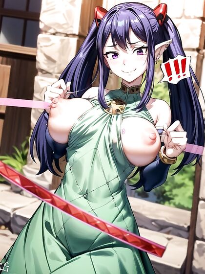 Mischievous 18-Year-Old With Purple Eyes Smiles and Blushes in Hentai Ecstasy