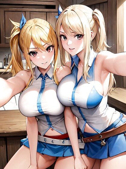 Lucy Heartfilia from Fairy Tail Snuggles and Takes Sexy selfies in Steamy Hentai Images