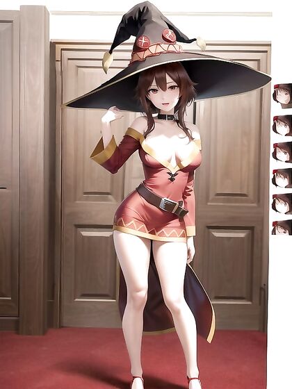 Megumin from Isekai Quartet Enjoying Full-Body Pleasure in naughty Hentai Images