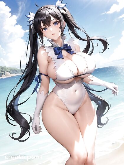 Huge-Assed Beauty with Bubble Tits Sunbathing on the Beach in Hot Hentai Picture