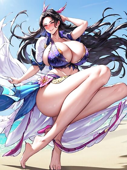 Mischievous Smiles and Flirty Blushes in Full-Body Windy Hentai Images