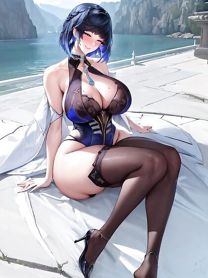Yelan from Genshin Impact Enjoying Wind-In-Hair Pleasure in Seductive Hentai Images