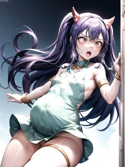 Huge Pregnant Belly and Thigh-High Hair in Sensual Hentai Picture