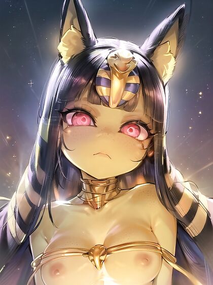 Glowing Freckled Beauty with Pink Eyes in Seductive Hentai Picture