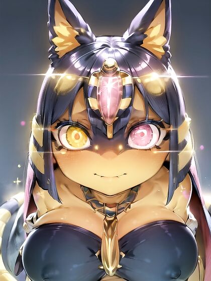 Ankha from Animal Crossing Gets Wild with Pink and Glowing Eyes in Hentai AI Picture