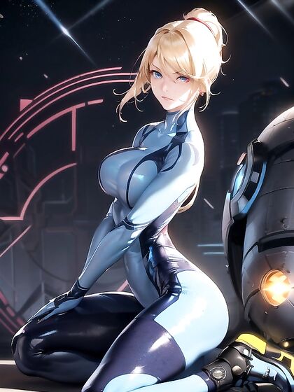 Samus from Metroid with Glowing Pink Eyes in  Hentai Picture
