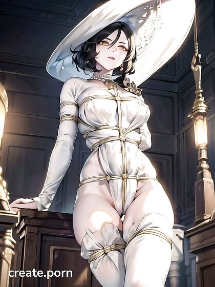Woman in Shibari Bound by Thick Rope and Pulled by Necklace for  Hentai Pleasure