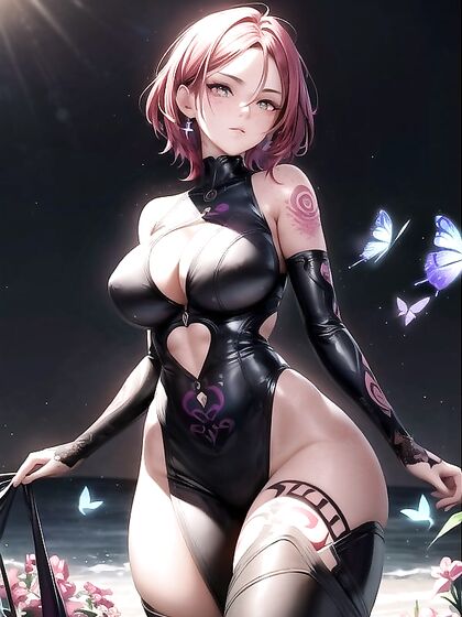 Glowing-Eyed Beauty with Thicc Thighs and Boobs in Minimalist HentaiAI Video