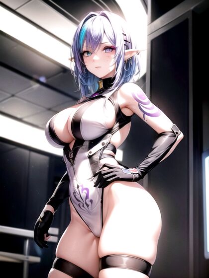 Horny Elf with Seductive Ears in Minimalist Background Hentai Picture