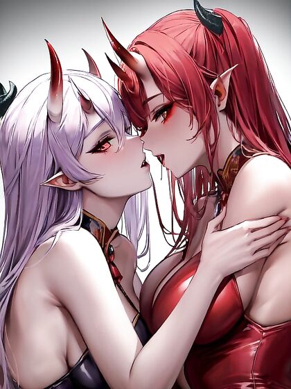 Red-Skinned DevilGirl 18+s Engage in Passionate Kisses inSTEAMY Hentai Picture