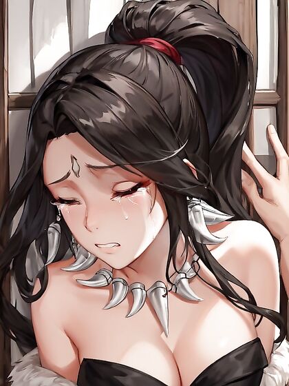Nidalee from League of Legends Kisses Fearfully in  Hentai Image