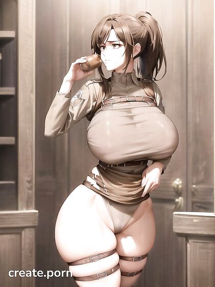 Sasha Braus from Attack on Titan Shows Off Her Massive Breasts and Big Ass in Hentai AI Picture