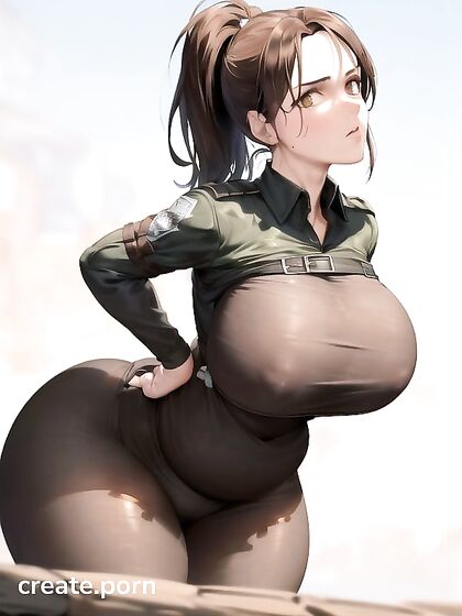 Sasha Braus from Attack on Titan Shows Off Her Large Ass and Massive Breasts in Horny Hentai Picture