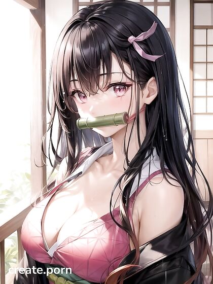 Nezuko from Demon Slayer Soaked in Her School Uniform for Horny Hentai Fun