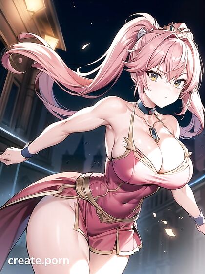 Muscular Babe with Large Breasts Dominates in Thick-Line Hentai Picture