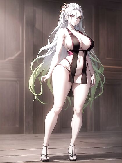 Daki from Demon Slayer Shows Off Her Thighs and Massive Ass in Hentai Picture