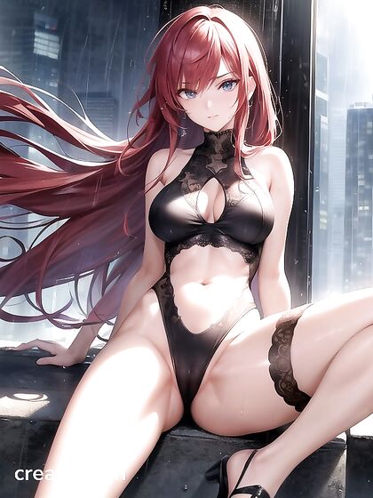 Busty Beauty Soaked in Rain for Modern City Hentai Pleasure