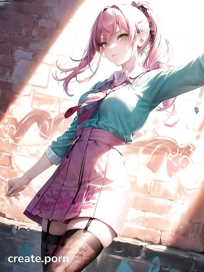 Embarrassed inUniform Shows Off Her Busty Cleavage in Hentai AI Porn